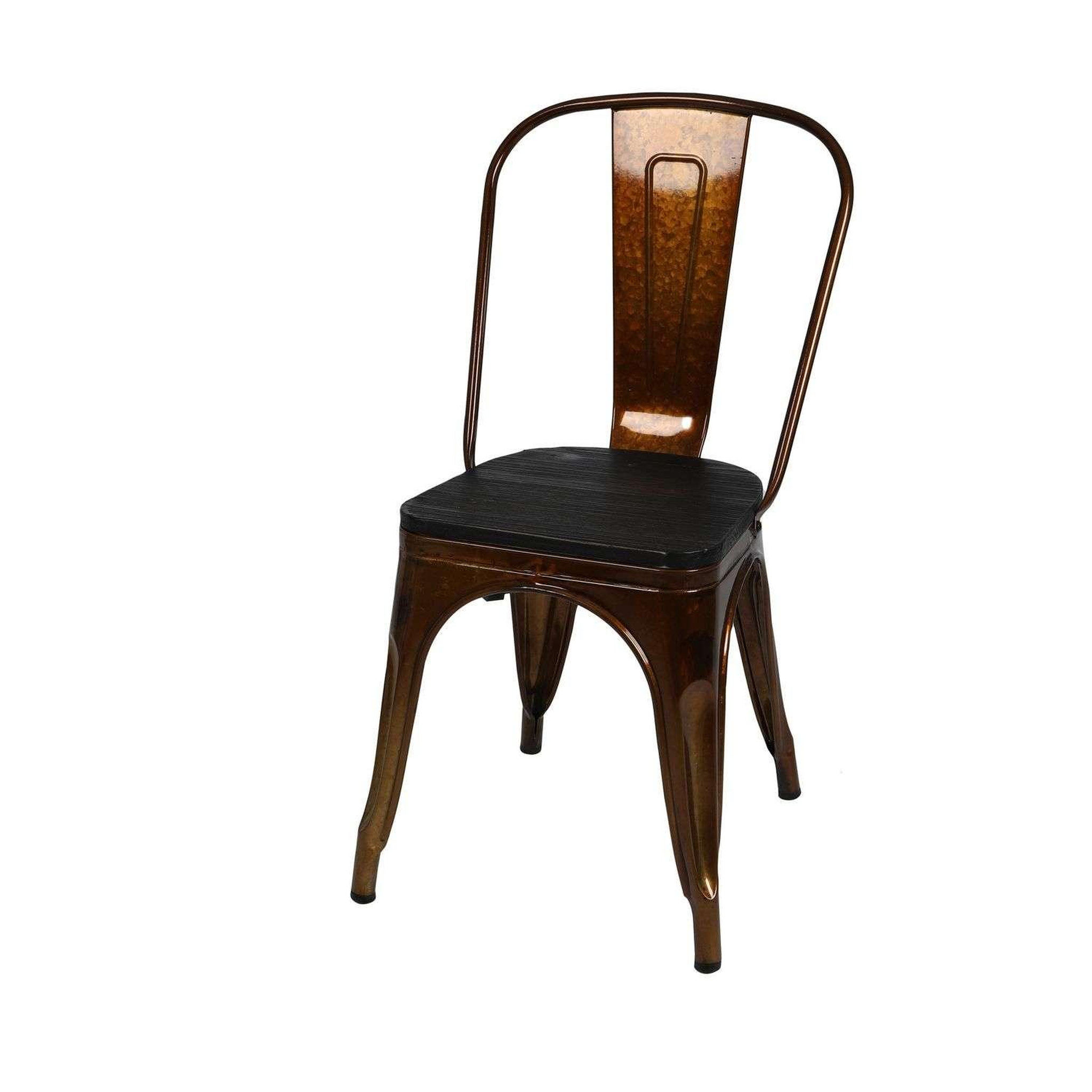 Voir la diapositive 2 : TOILINUX Lot de 4 chaises vintage liv h84 cm - doré et noir