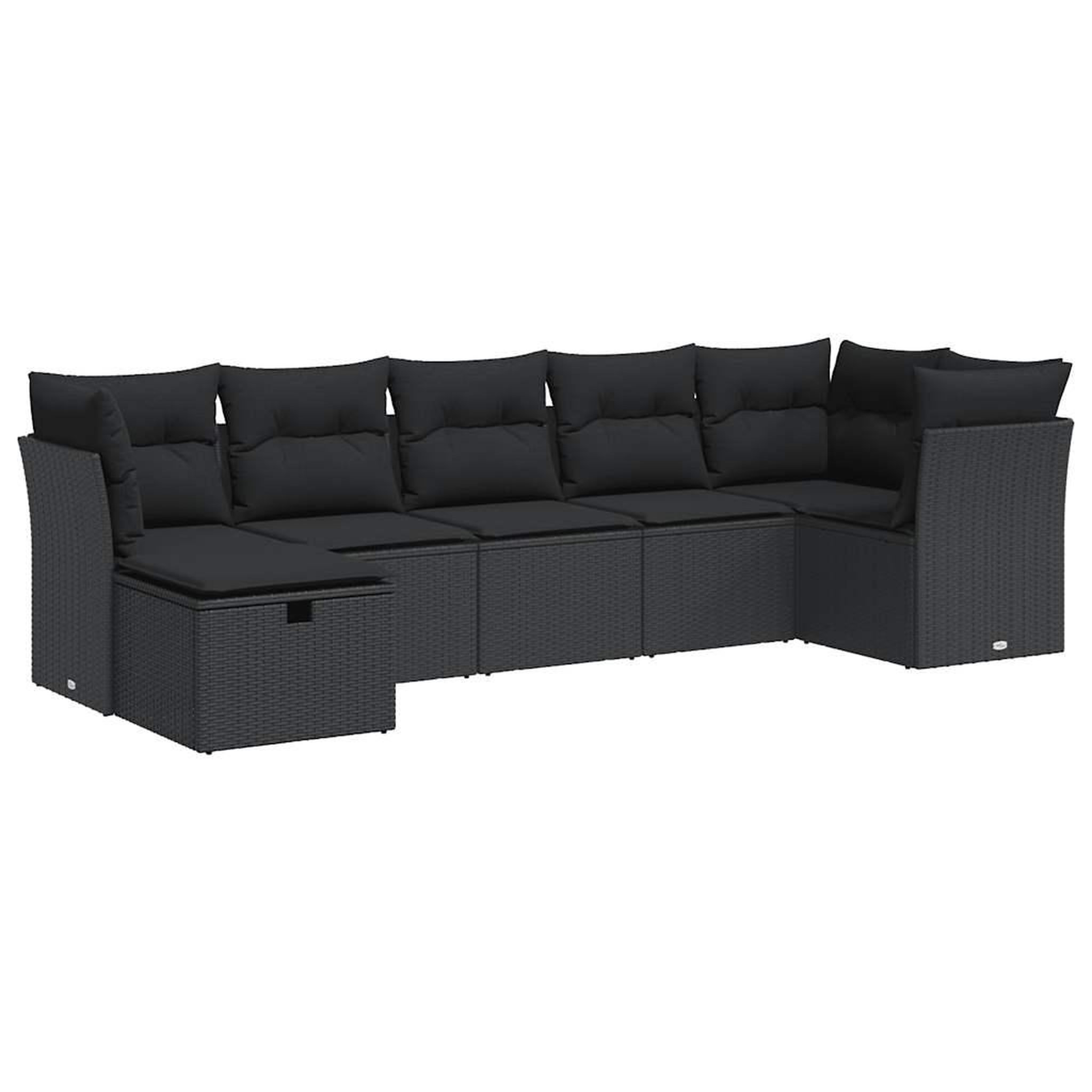 Voir la diapositive 2 : VIDAXL Salon de jardin 7 pcs avec coussins noir resine tressee