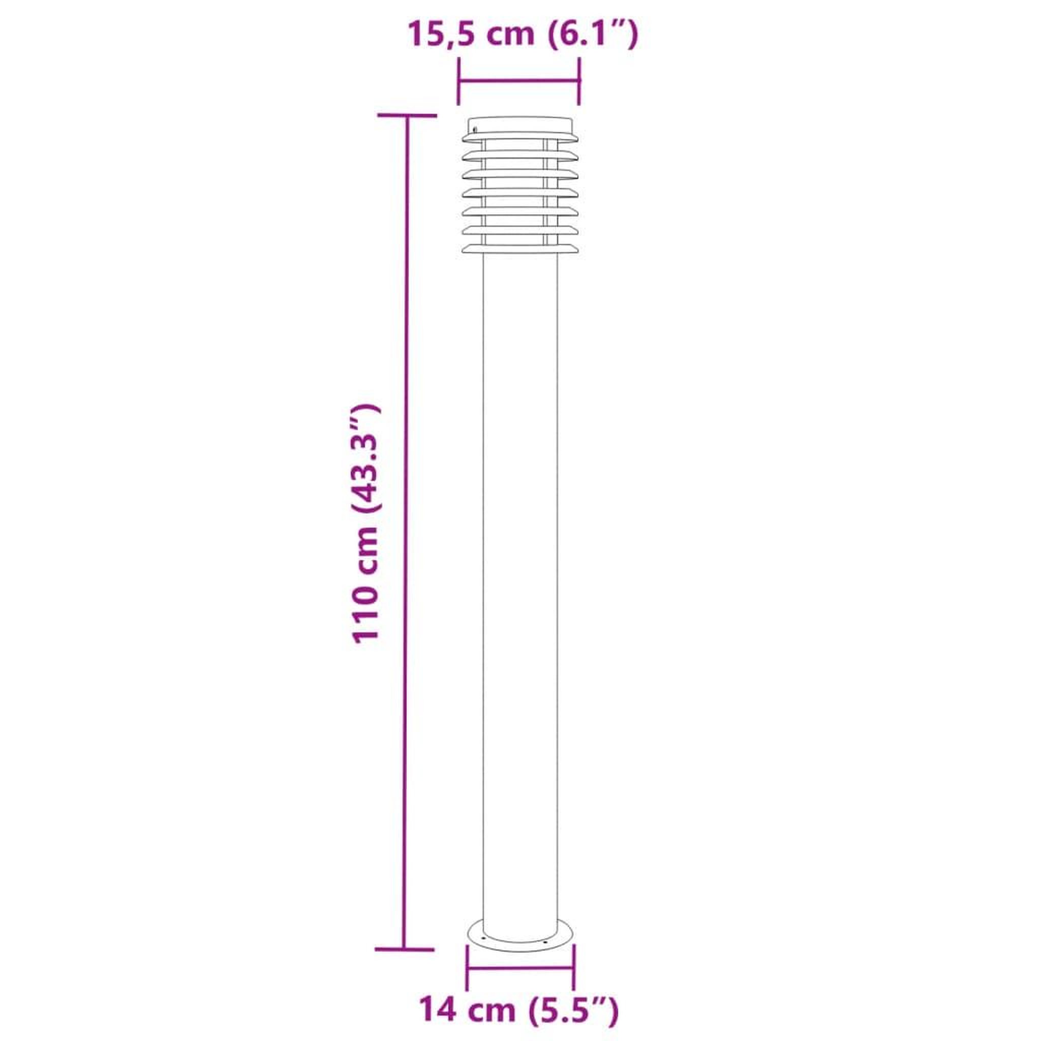 Voir la diapositive 6 : VIDAXL Lampadaire d'exterieur argente 110 cm acier inoxydable