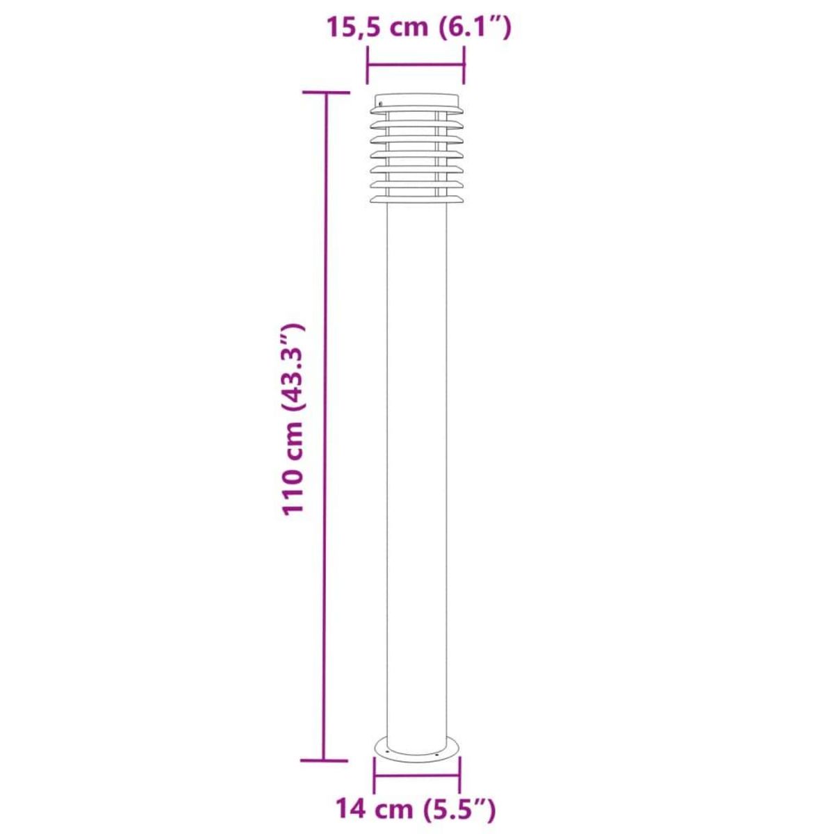 VIDAXL Lampadaire d'exterieur argente 110 cm acier inoxydable