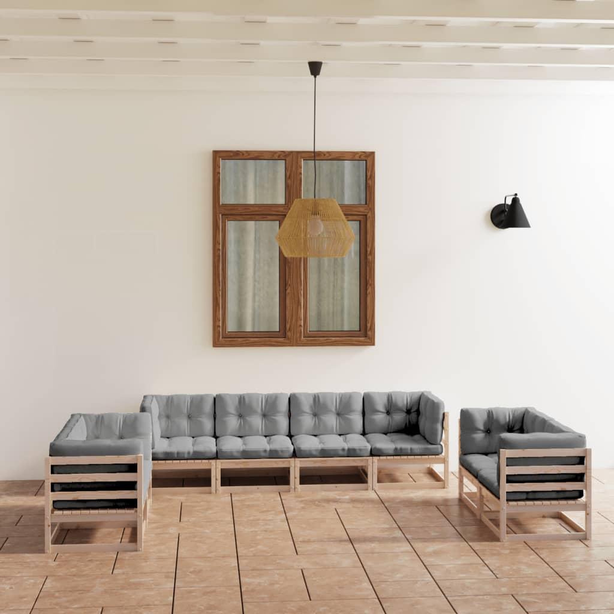 Voir la diapositive 1 : VIDAXL Salon de jardin 8 pcs avec coussins Bois de pin massif