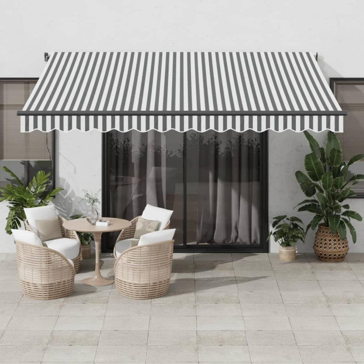 VIDAXL Auvent manuel retractable anthracite et blanc 400x300 cm
