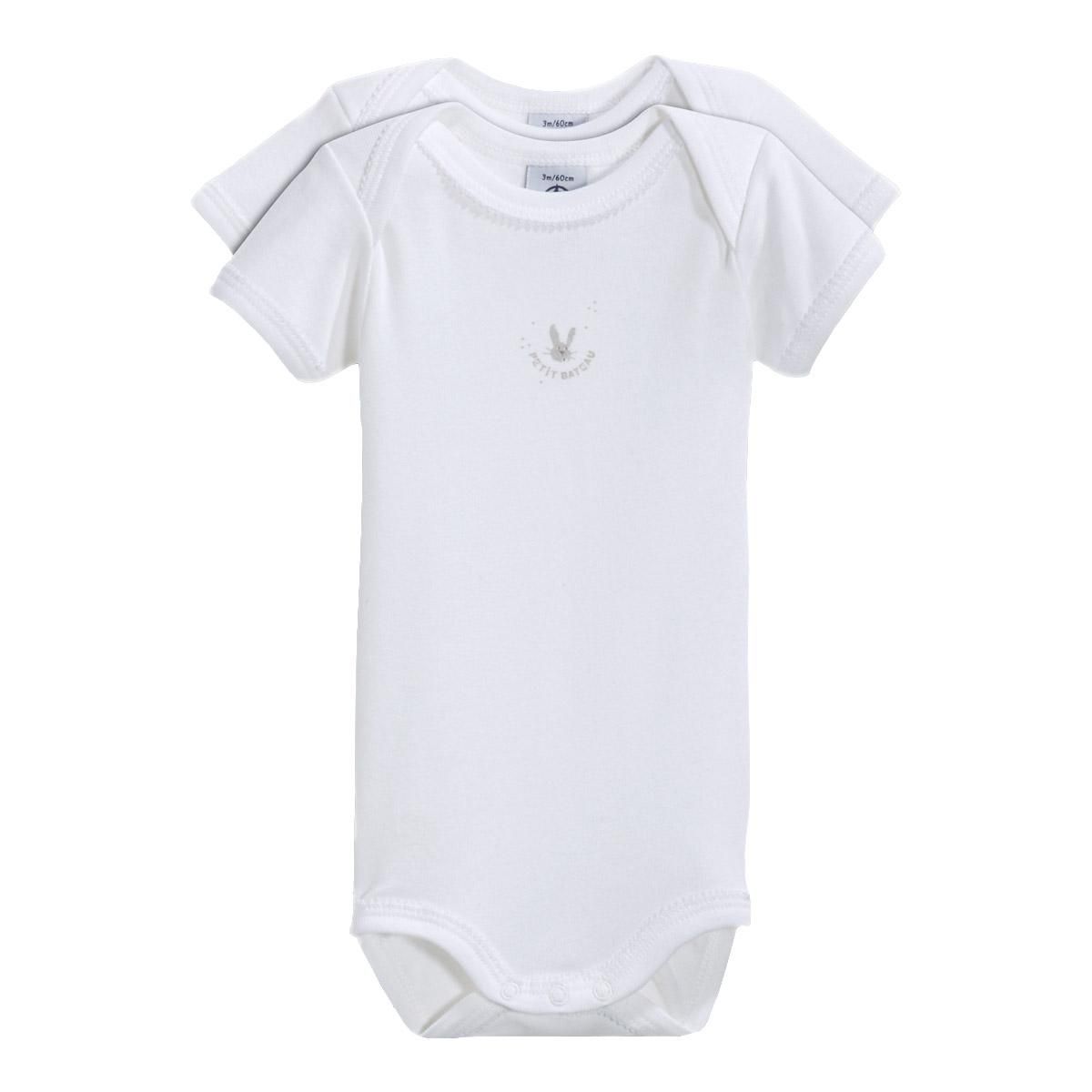 PETIT BATEAU Lot de 2 bodies manches courtes bébé