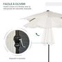 Voir la diapositive 6 : OUTSUNNY Parasol lumineux rectangulaire inclinable dim. 2,68L x 2,05l x 2,48H m parasol LED solaire métal polyester haute densité blanc cassé