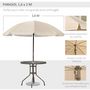 Voir la diapositive 5 : OUTSUNNY Ensemble salon de jardin 6 pcs - table ronde + 4 chaises pliables + parasol - acier époxy café textilène polyester beige