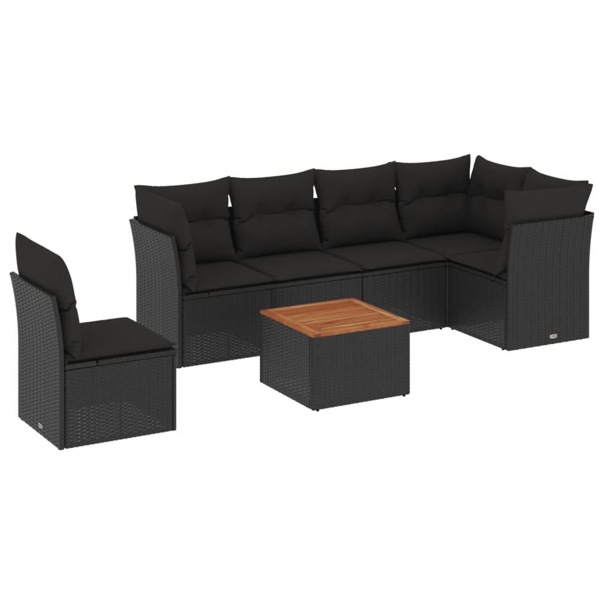 Voir la diapositive 2 : VIDAXL Salon de jardin 7 pcs avec coussins noir resine tressee