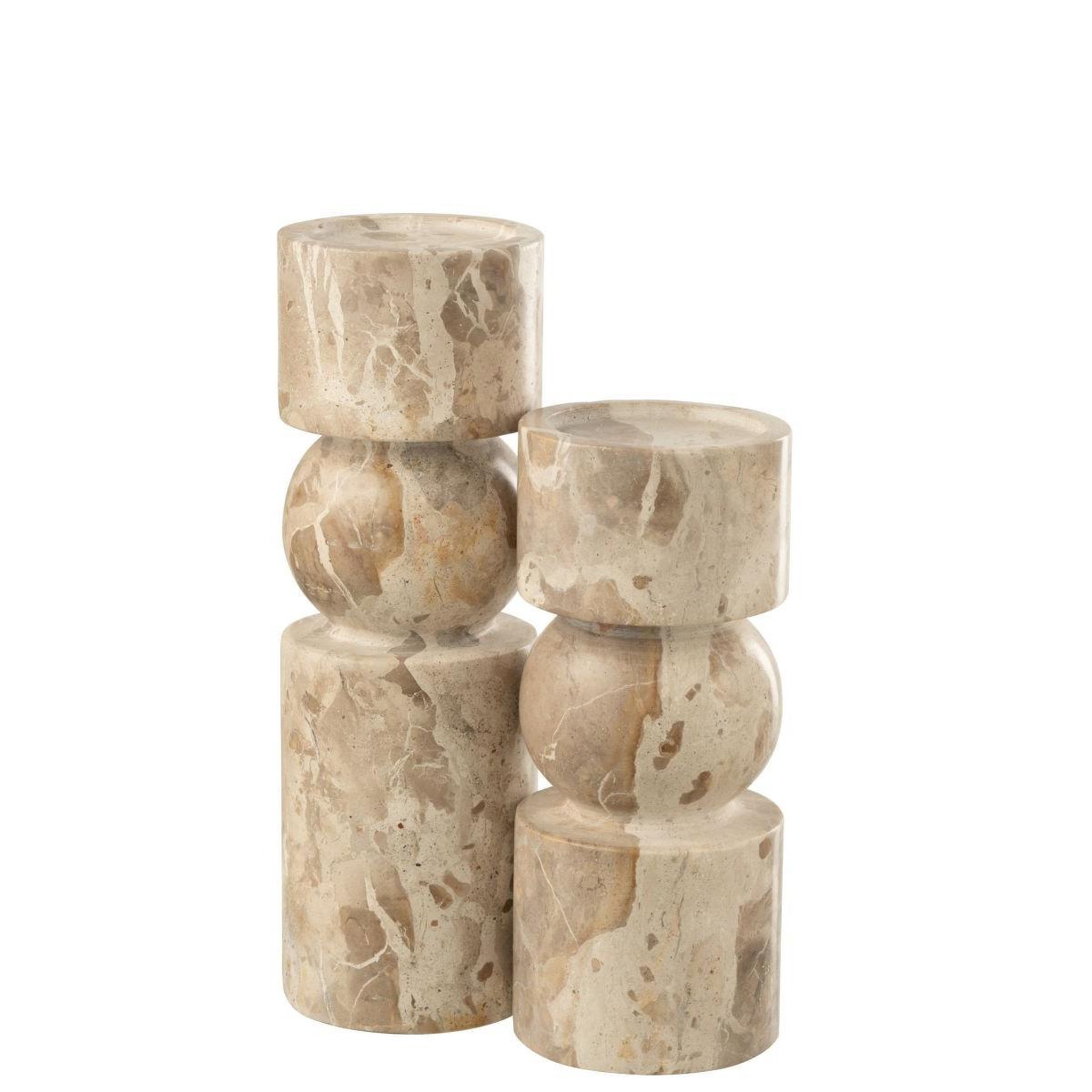 Voir la diapositive 3 : J-LINE Bougeoir en marbre  chance  23cm beige