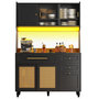 Voir la diapositive 1 : MERAX Buffet de cuisine 6 portes 3 tiroirs - 120 cm noir led mdf et panneau de particules