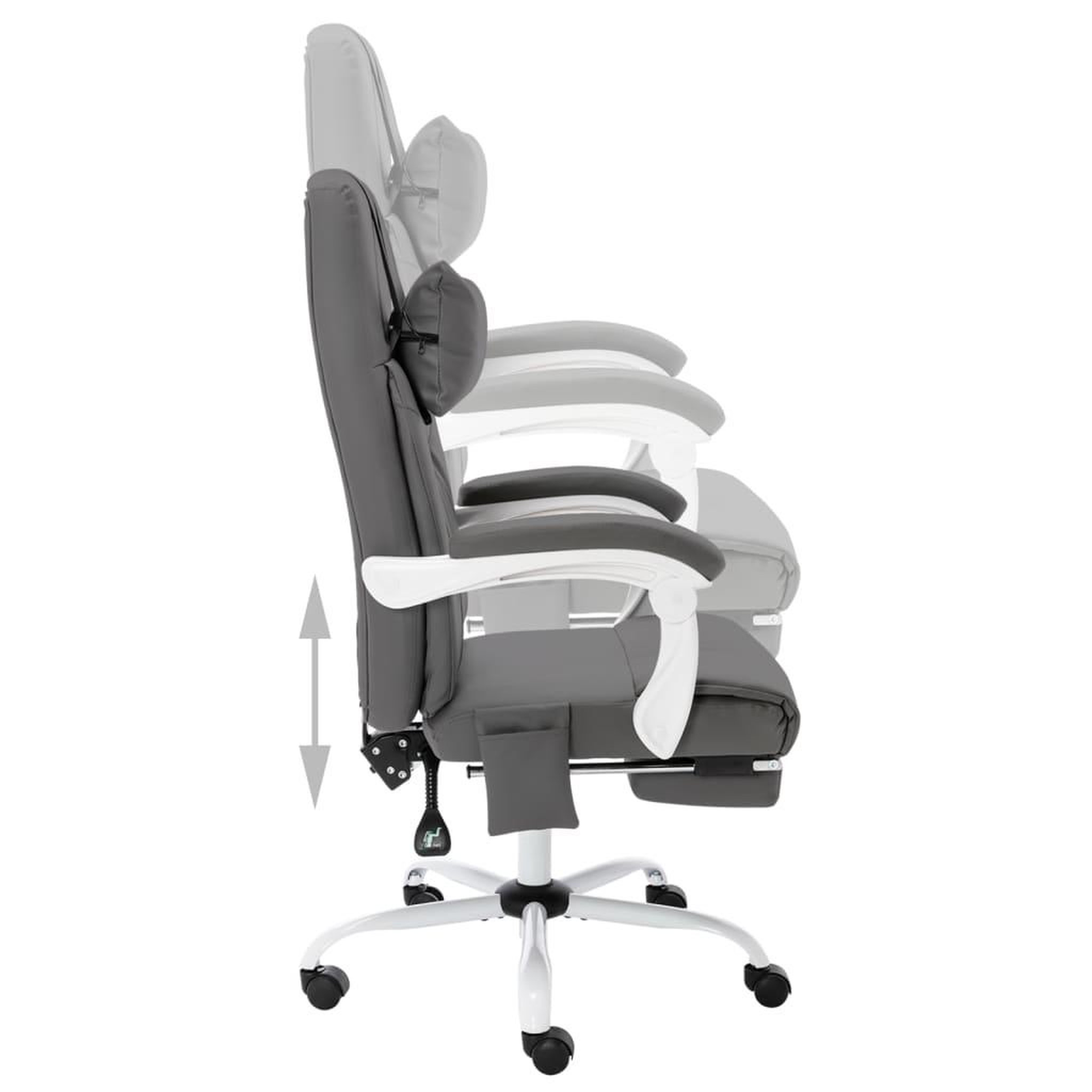 Voir la diapositive 5 : VIDAXL Chaise de bureau de massage Gris Similicuir