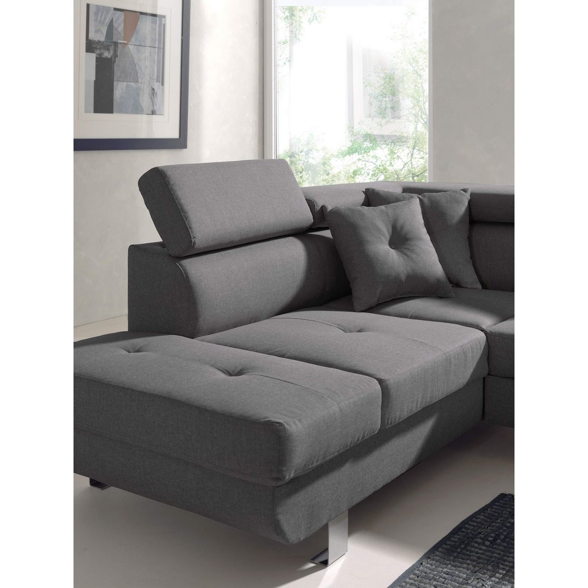 BEST MOBILIER Lisbona - canapé d'angle gauche convertible - 5 places - avec têtières