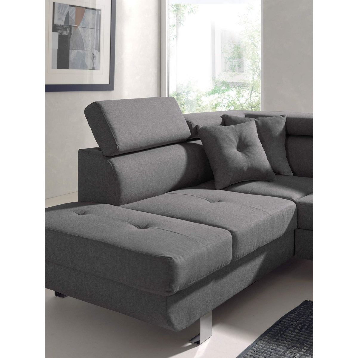 BEST MOBILIER Lisbona - canapé d'angle gauche convertible - 5 places - avec têtières