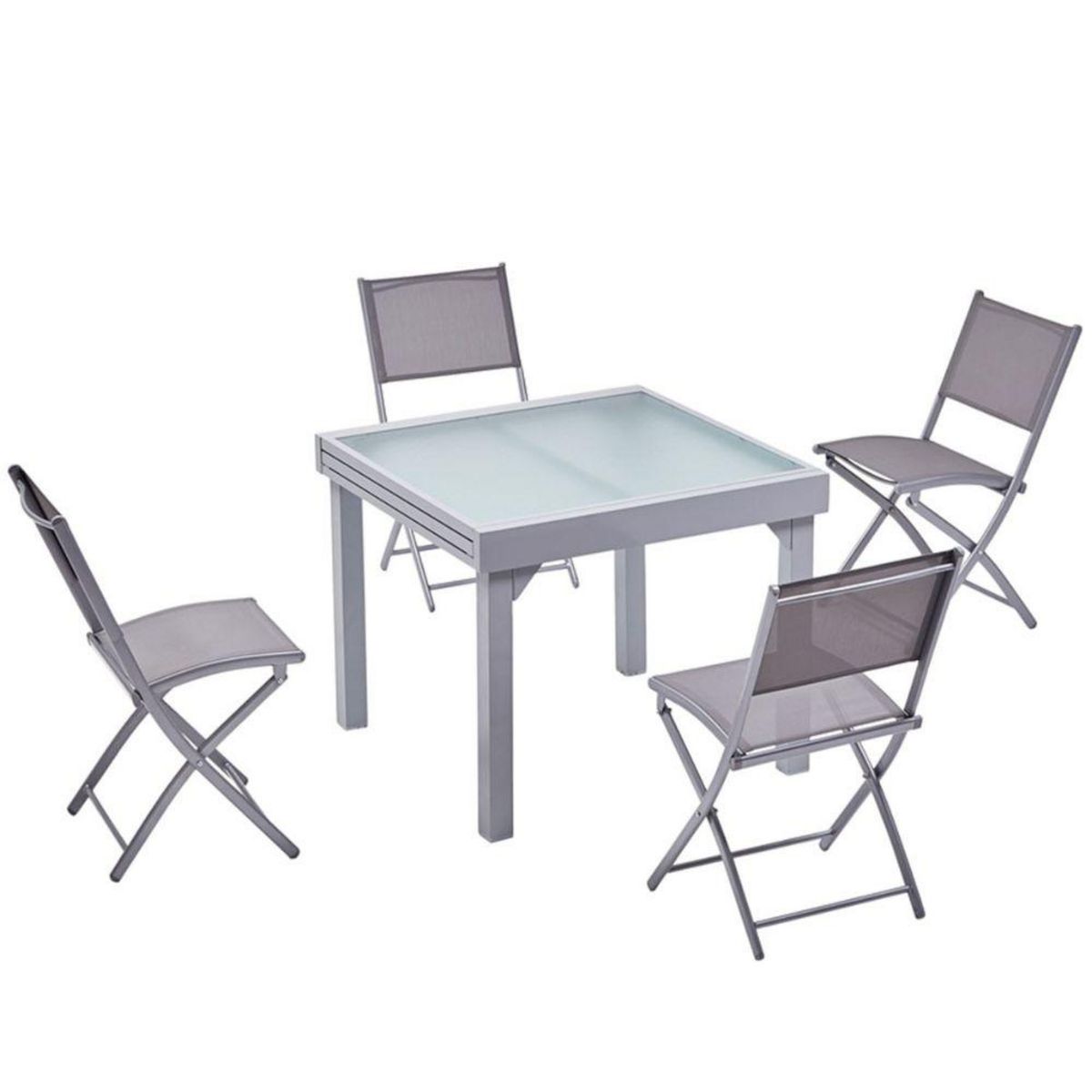 CONCEPT USINE Table de jardin extensible 8 places et 4 chaises MOLVINA