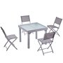 Voir la diapositive 1 : CONCEPT USINE Table de jardin extensible 8 places et 4 chaises MOLVINA