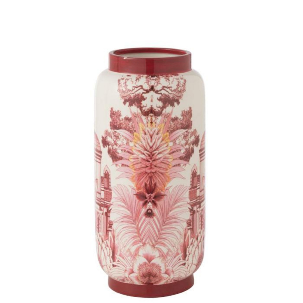 Paris Prix Vase en Porcelaine  Moriko  40cm Rouge & Blanc