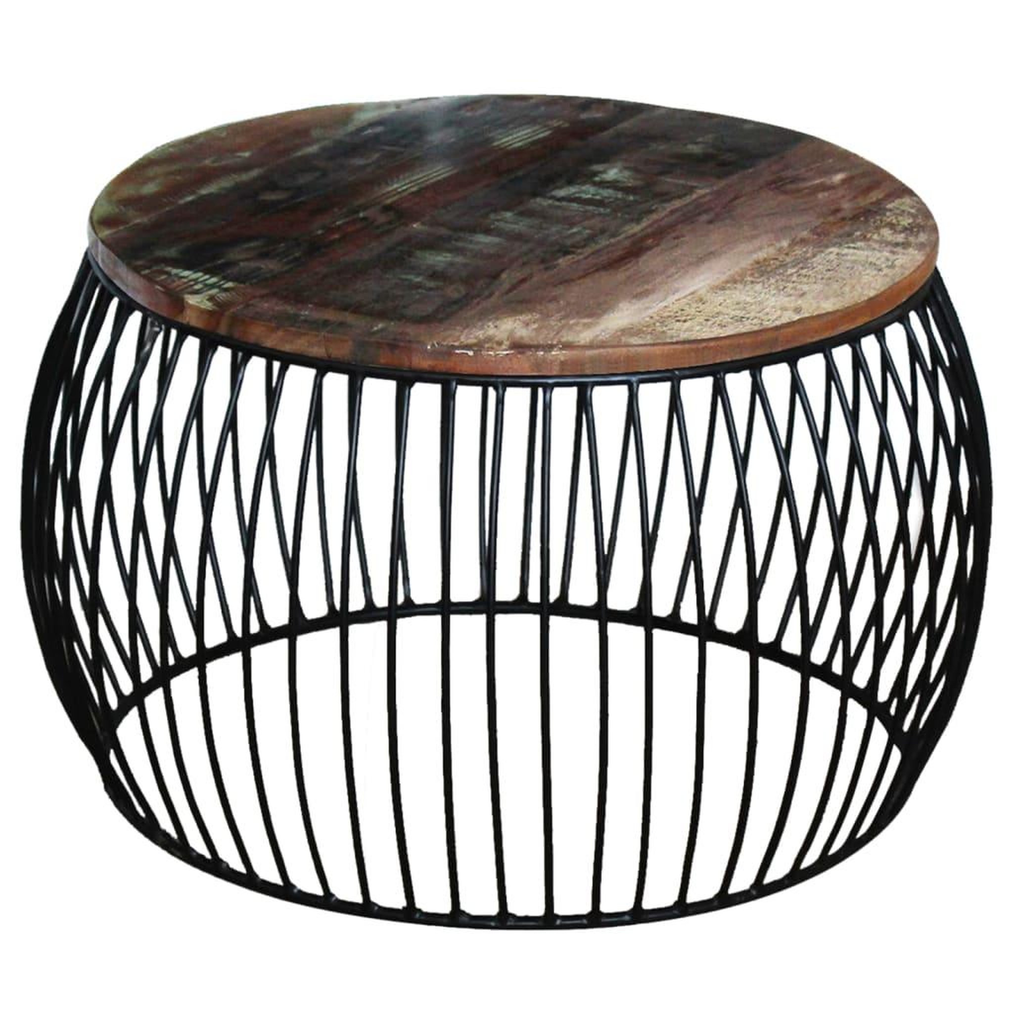 Voir la diapositive 2 : VIDAXL Table basse ronde 68x37 cm Bois de recuperation massif