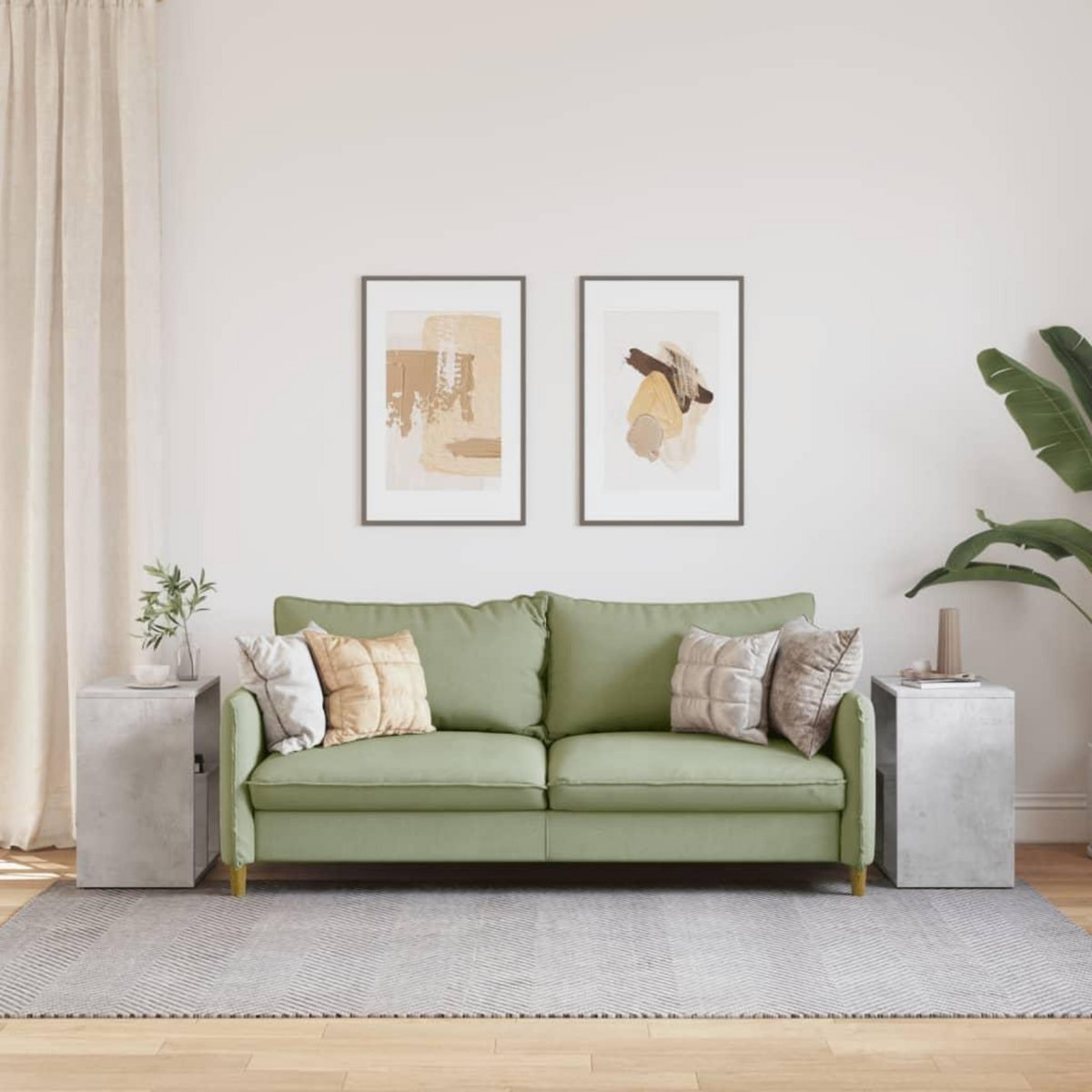 VIDAXL Tables d'appoint 2 pcs gris beton 50x30x50 cm bois d'ingenierie