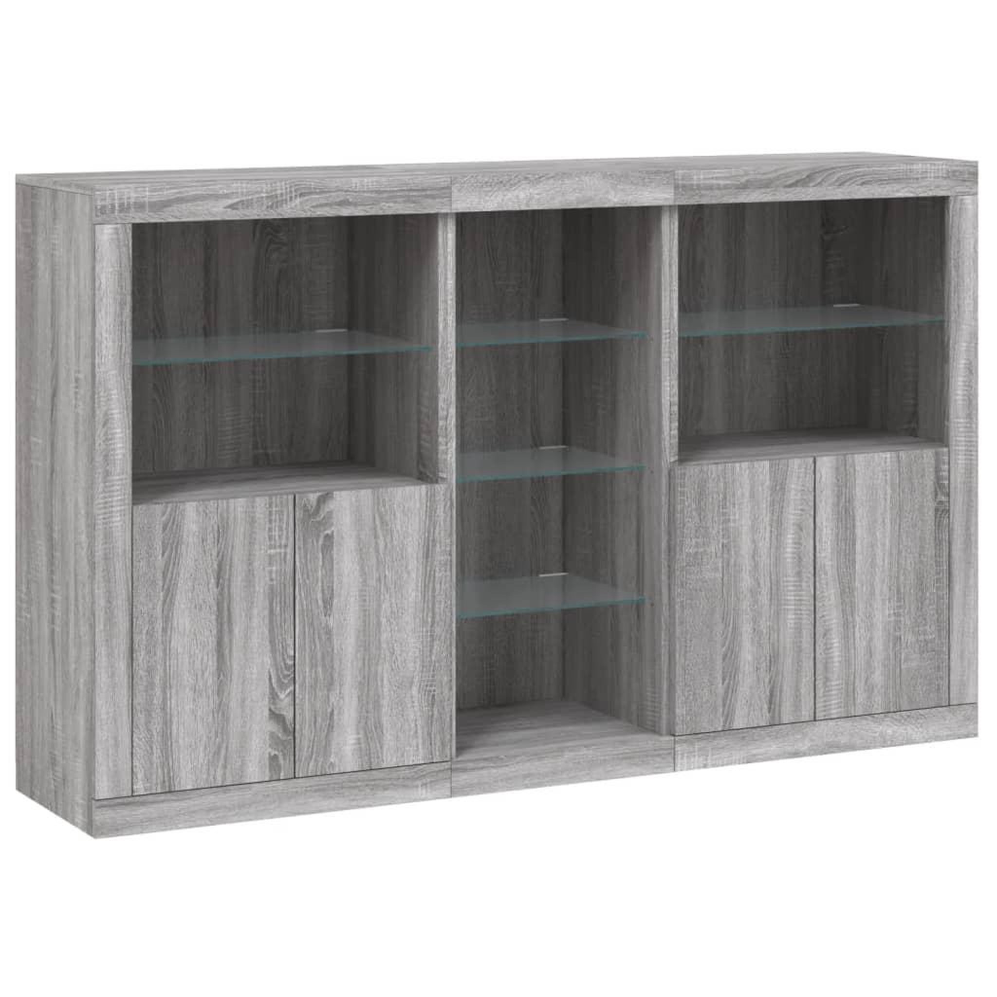 Voir la diapositive 3 : VIDAXL Buffet avec lumieres LED sonoma gris 162x37x100 cm