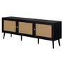 Voir la diapositive 5 : BEST MOBILIER Goto - meuble tv - noir et cannage - 3 portes - 167 cm