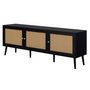 Voir la diapositive 5 : BEST MOBILIER Goto - meuble tv - noir et cannage - 167 cm