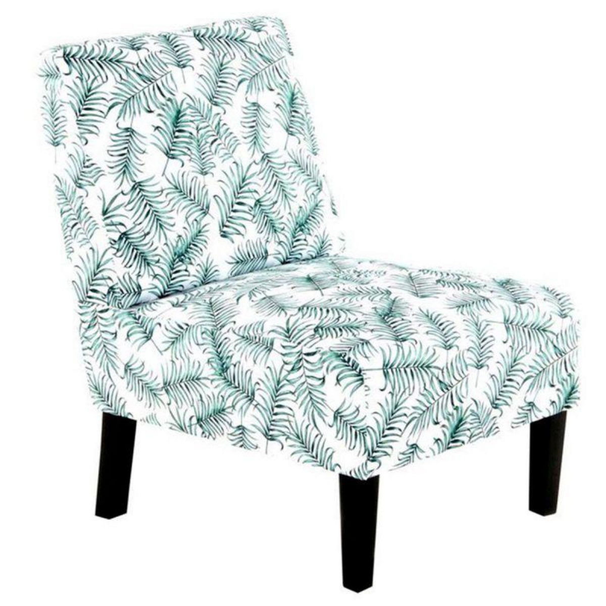 Paris Prix Fauteuil Design Imprimé  Indira  84cm Blanc & Vert