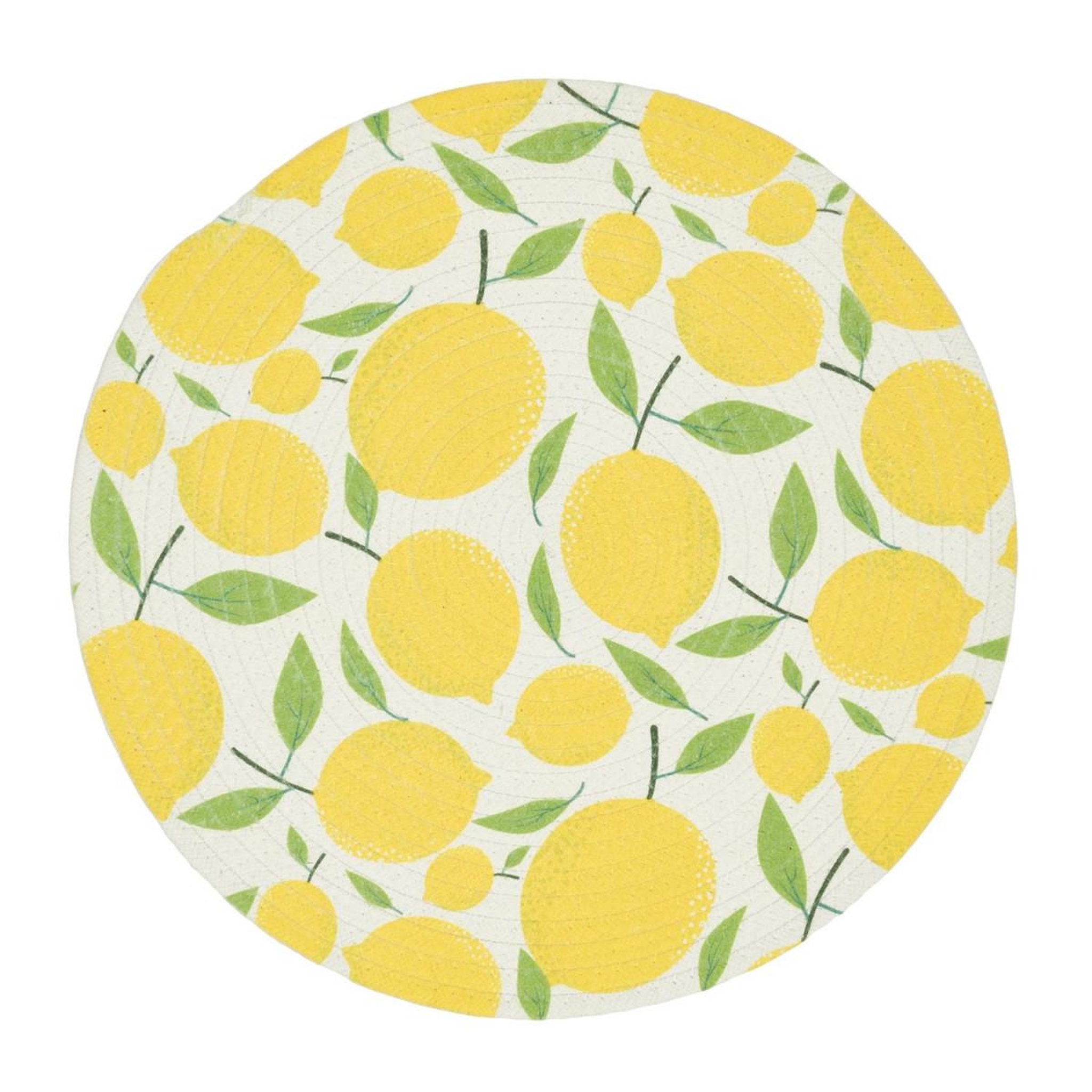 Voir la diapositive 1 : The Home Deco Factory Set de table rond imprimé  citron  38cm jaune