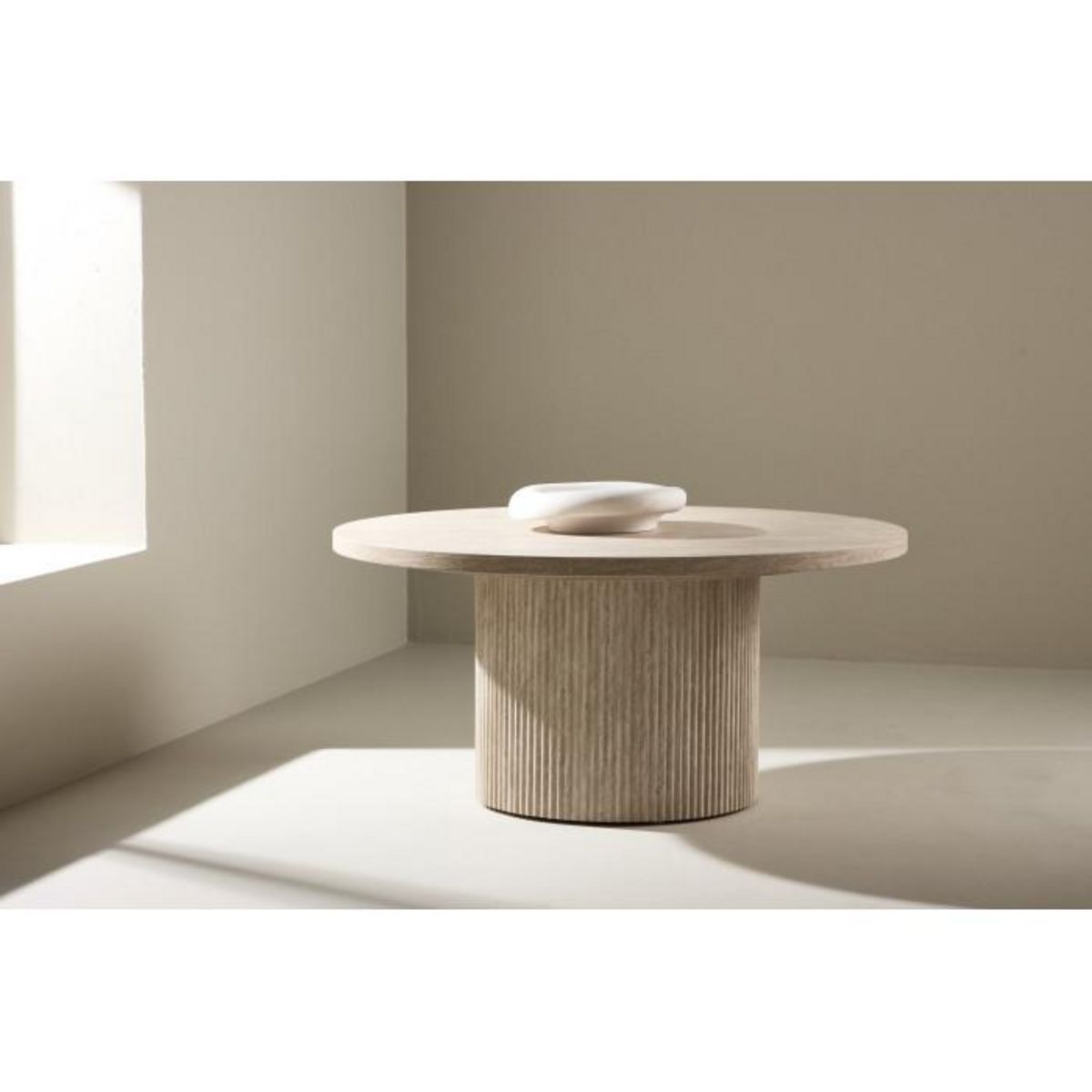 Paris Prix Table Basse Effet Travertin  Haron  80cm Beige