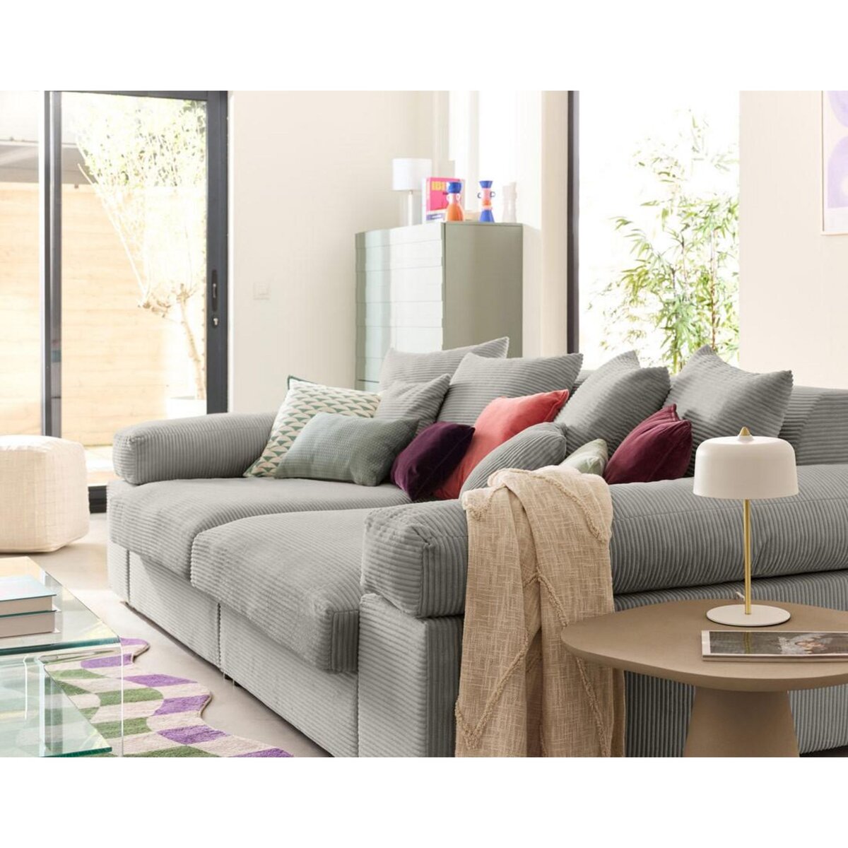 LISA DESIGN Aspen - canapé 4 places - assise profonde - velours côtelé