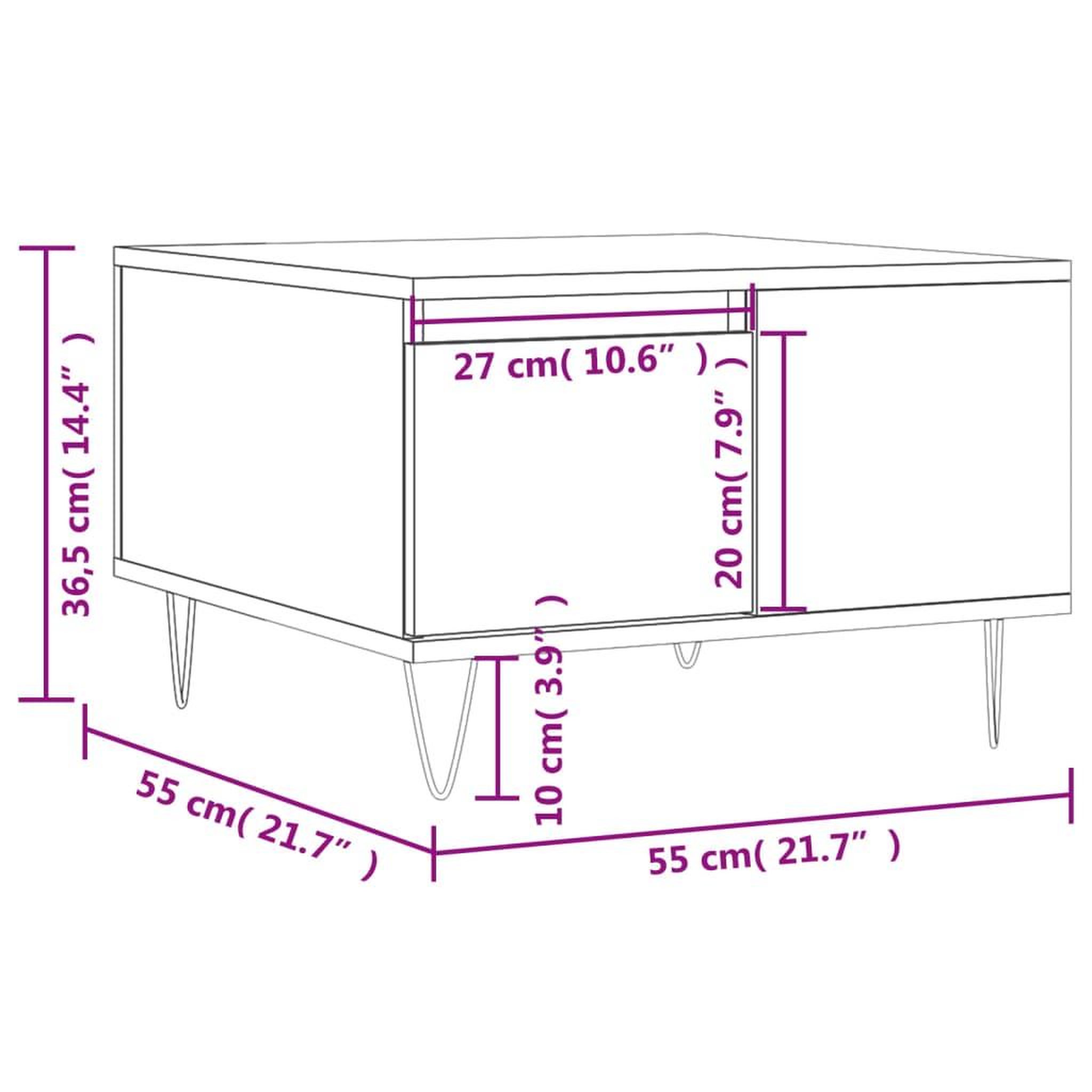 Voir la diapositive 6 : VIDAXL Table basse blanc 55x55x36,5 cm bois d'ingenierie
