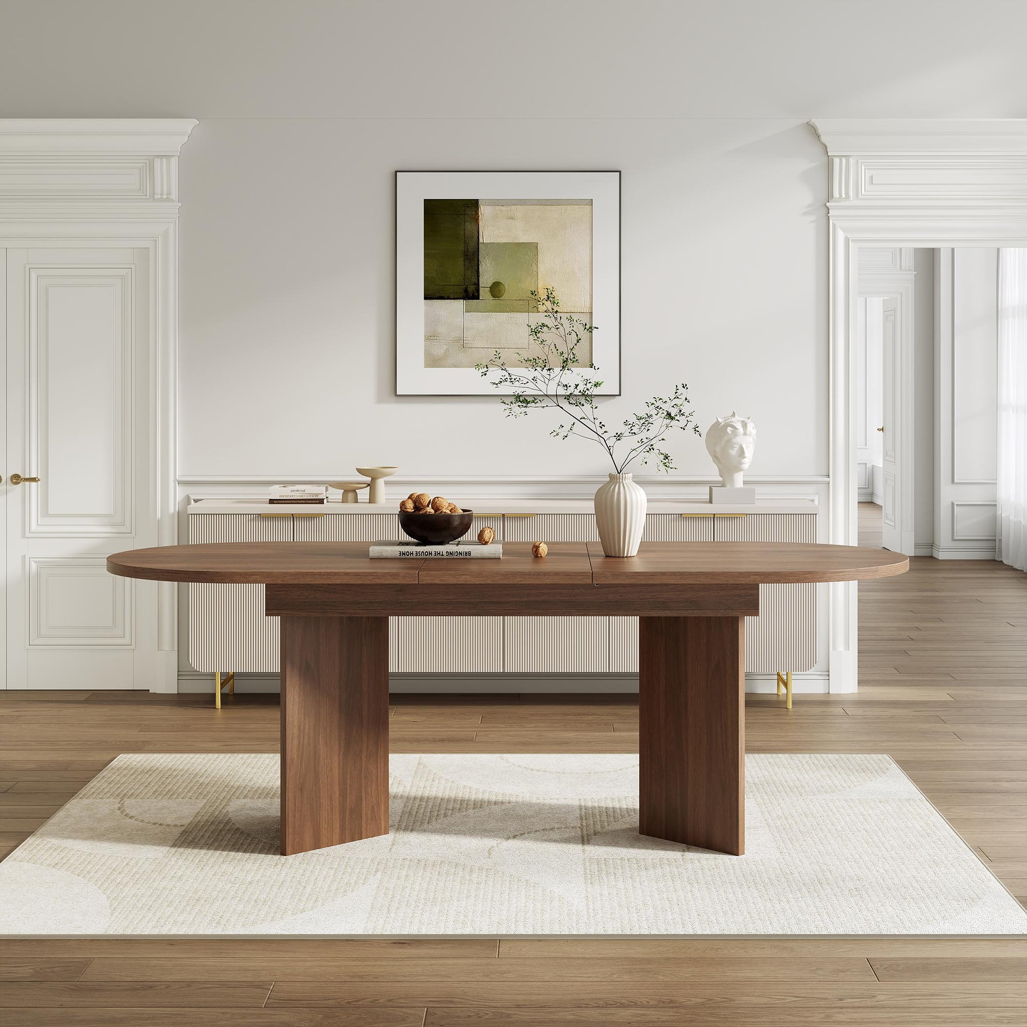 Voir la diapositive 2 : MERAX Table extensible 120/160x80 cm pour 4-6 personnes avec angles arrondis