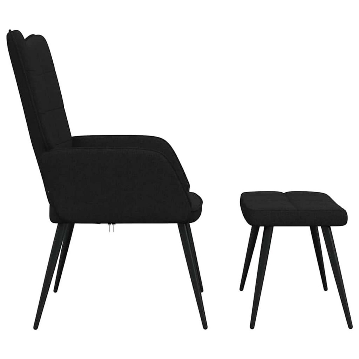 VIDAXL Chaise de relaxation avec tabouret Noir Tissu