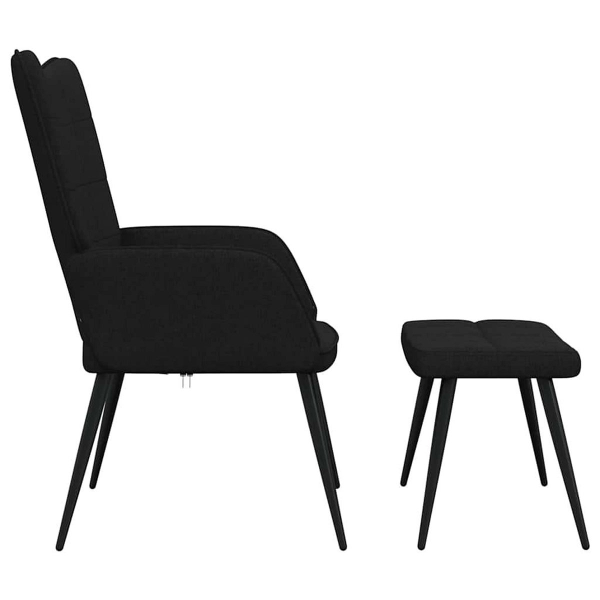 VIDAXL Chaise de relaxation avec tabouret Noir Tissu