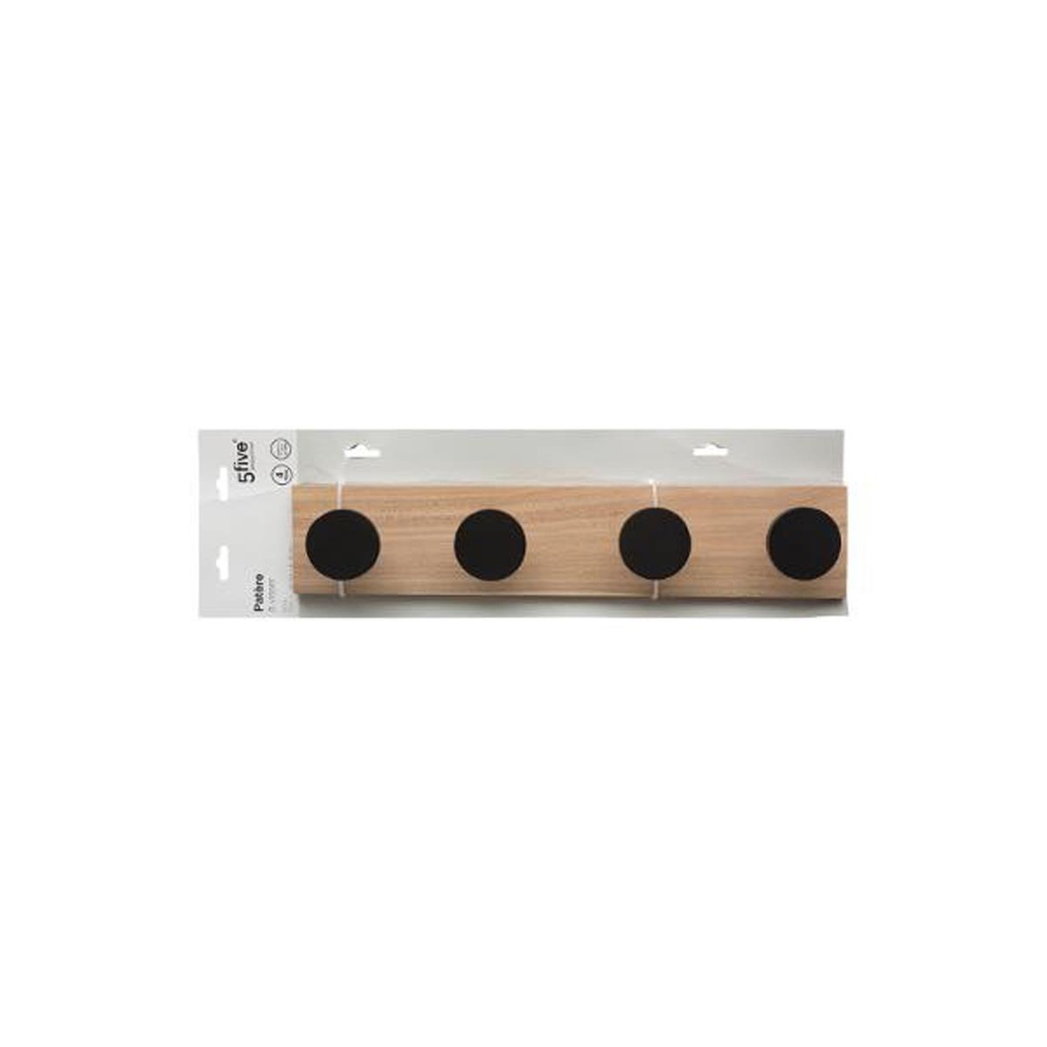 Voir la diapositive 2 : FIVE Patère en bois  4 têtes  40cm noir