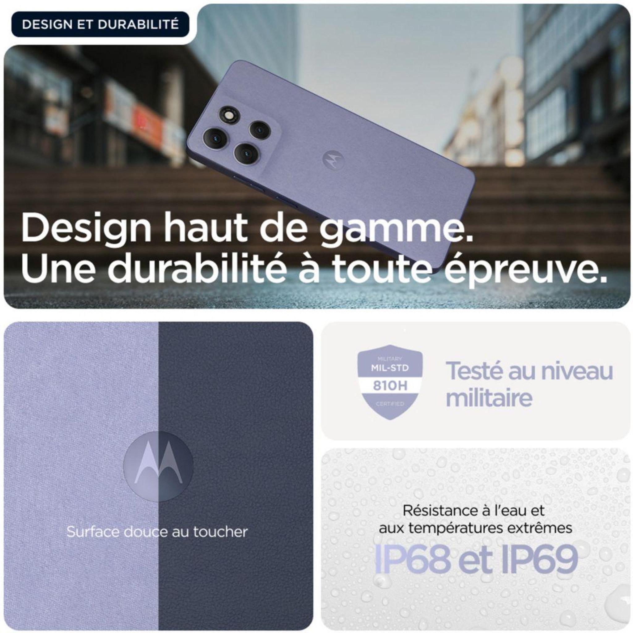 Voir la diapositive 3 : MOTOROLA Smartphone G86 Violet 256Go 5G