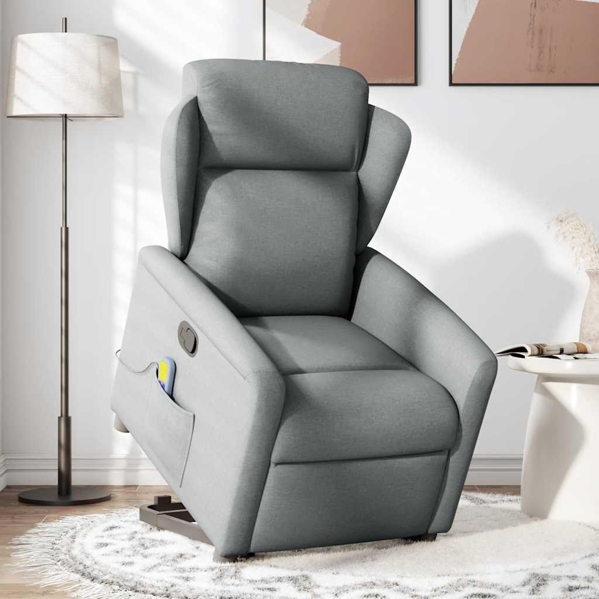 Voir la diapositive 2 : VIDAXL Fauteuil de massage inclinable Gris clair Tissu