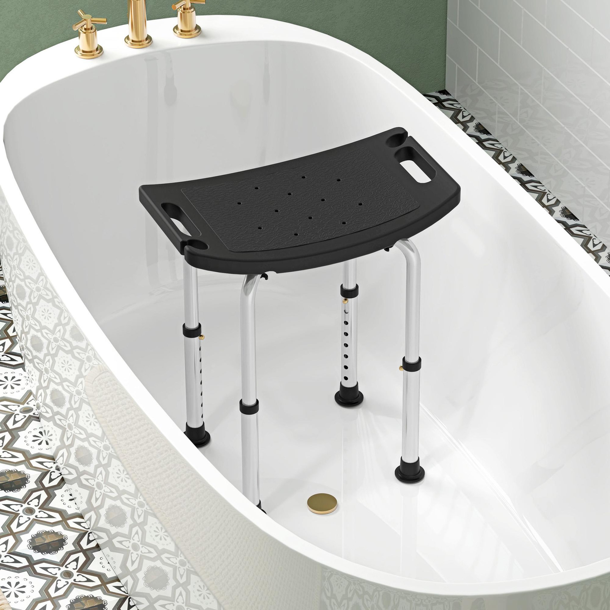 Voir la diapositive 4 : HOMCOM Tabouret de douche réglable antidérapant alu plastique noir