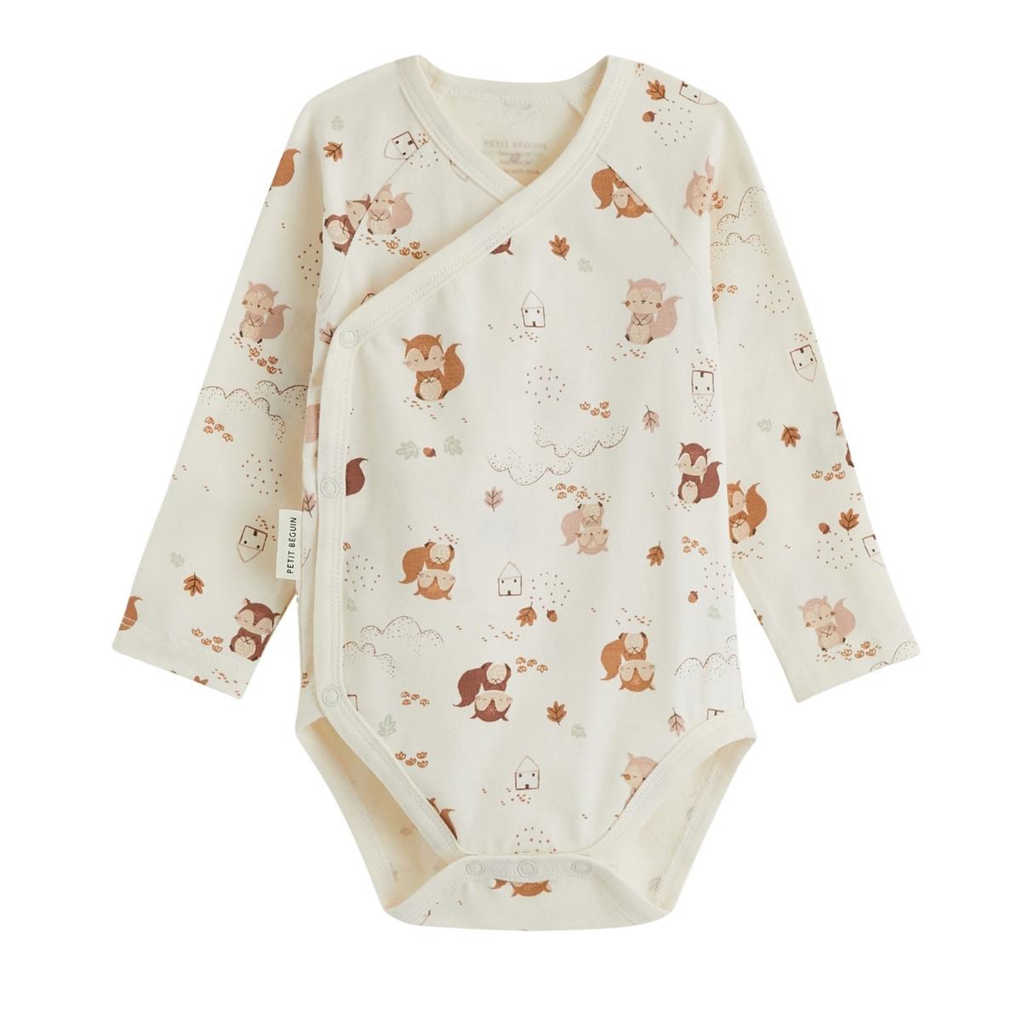 Voir la diapositive 5 : PETIT BEGUIN Lot de 2 bodies bébé manches longues ouverture croisée caramel