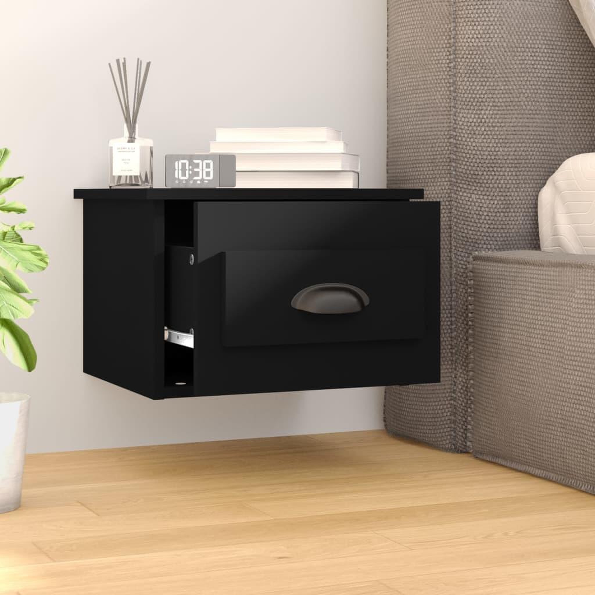 Voir la diapositive 3 : VIDAXL Tables de chevet murales 2 pcs noir 41,5x36x28 cm