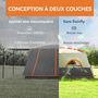 Voir la diapositive 4 : OUTSUNNY Tente de camping familiale 4-5 personnes - portes, fenêtres, sac de transport inclus - dim. 4,3 x 3 x 1,95 m - gris