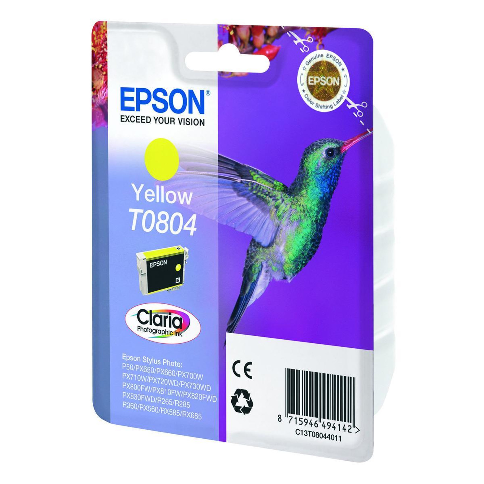 Voir la diapositive 3 : Epson Epson T0804 Colibri Cartouche dencre Jaune