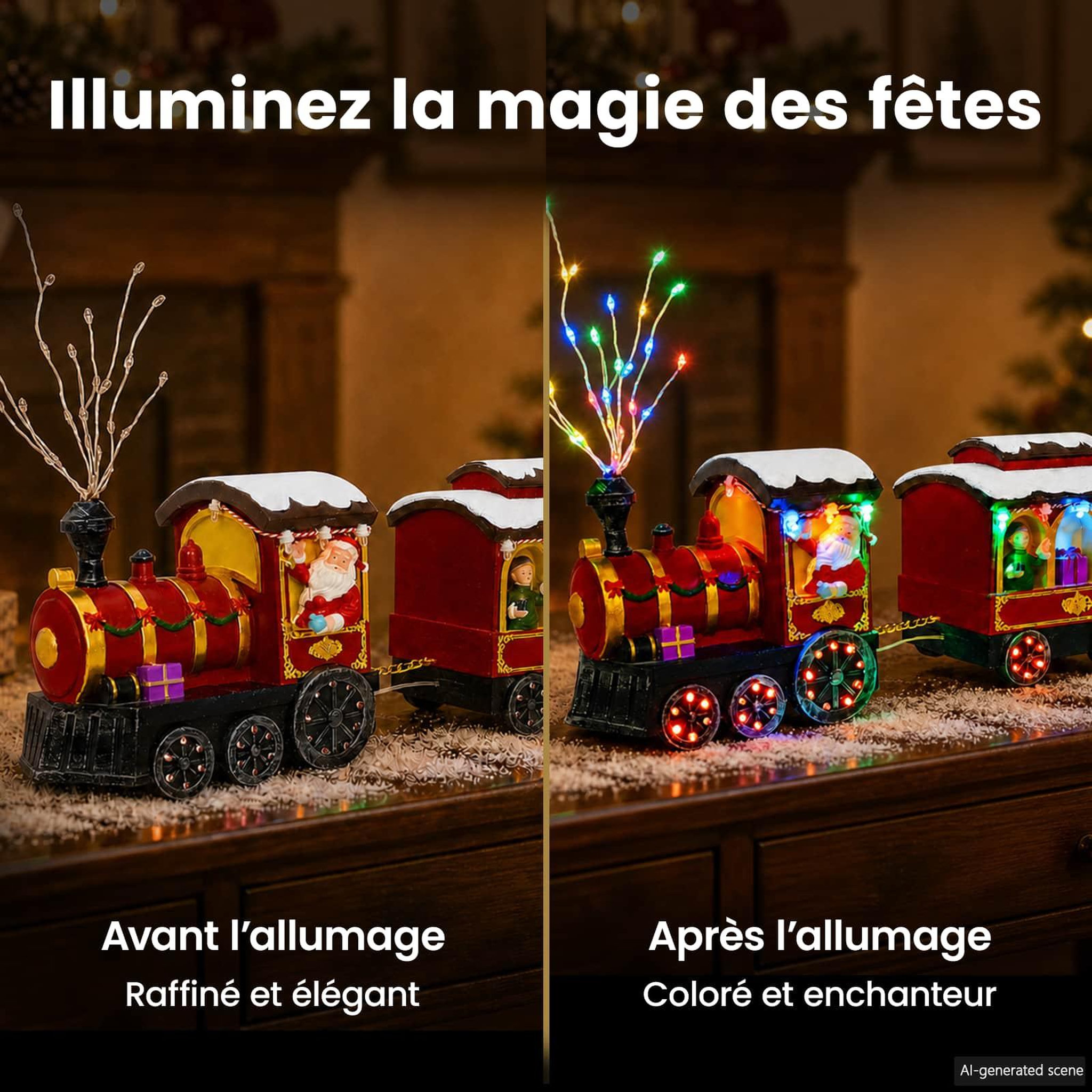 Voir la diapositive 5 : VIDAXL Train de Noël SALO 51 x 9,5 x 24,5 cm Resin Multicolour