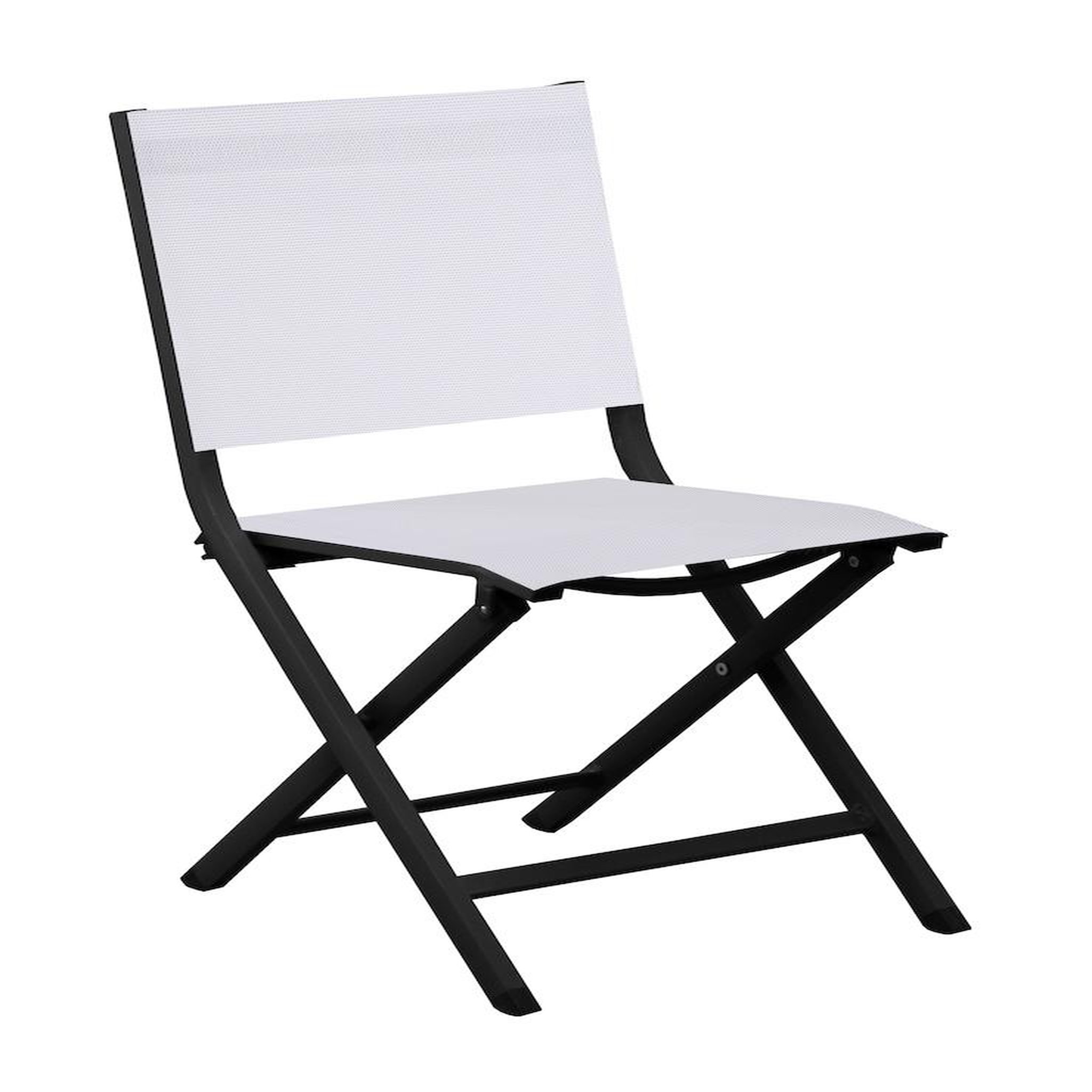 Proloisirs Chaise pliante - THEMA - Aluminium époxy graphite - Toile TPEP chiné blanc