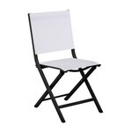 Proloisirs Chaise pliante - THEMA - Aluminium époxy graphite - Toile TPEP chiné blanc
