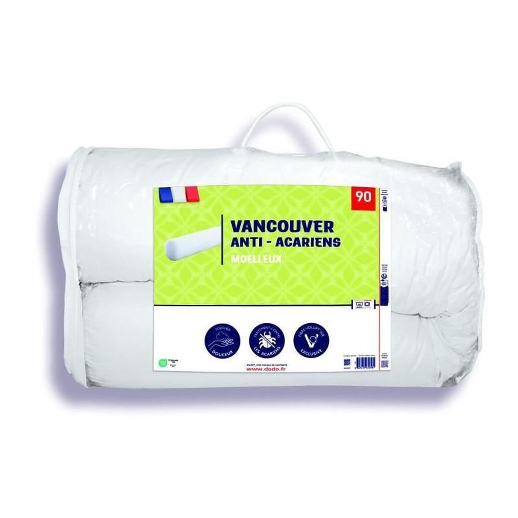 Voir la diapositive 3 : DODO Traversin VANCOUVER 90 cm - anti-acariens - 100% Polyester - DODO