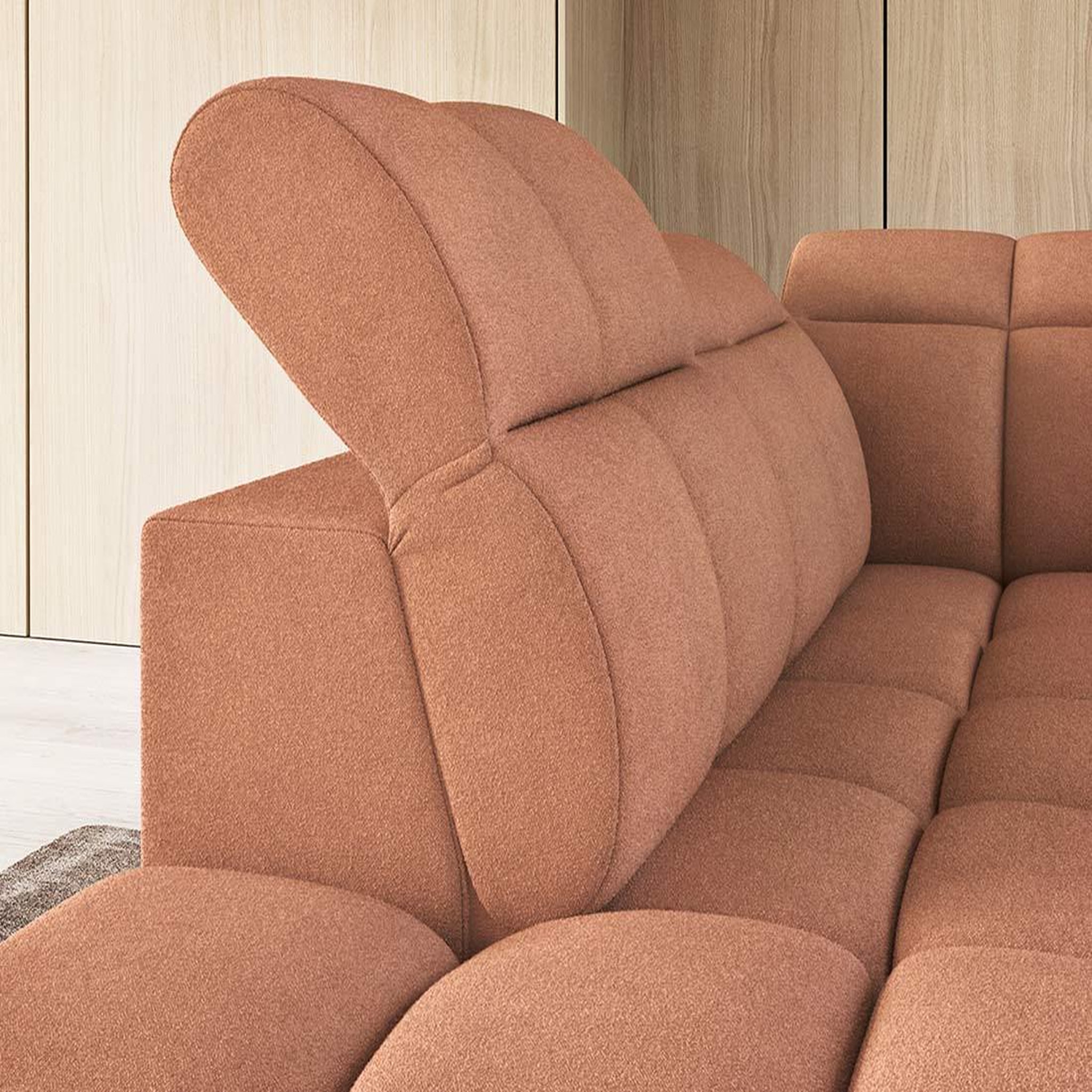 Voir la diapositive 4 : BEST MOBILIER Basile - canapé d'angle gauche 4 places assise extensible électrique avec coffre en tissu texturé