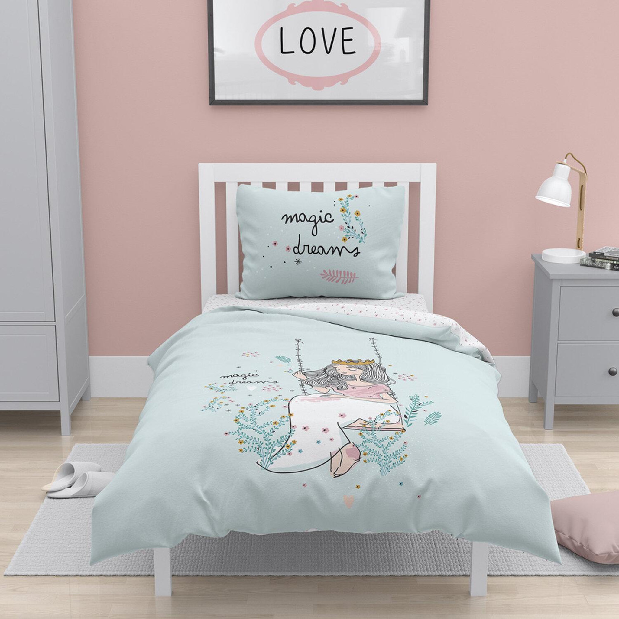 Home collection Parure housse de couette reversible 140x200cm coton bio 57fils magic. Coloris disponibles : Blanc