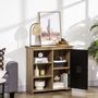 Voir la diapositive 4 : HOMCOM Buffet design industriel - meuble de rangement 3 niches placard - panneaux particules aspect bois veinage porte métal noir