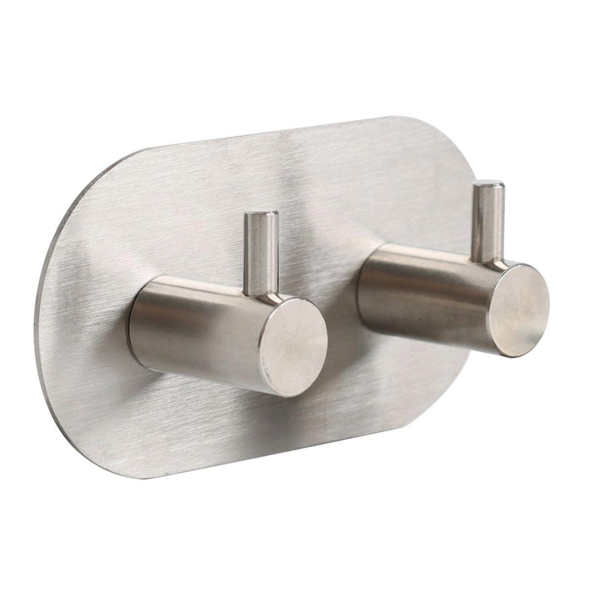 Voir la diapositive 2 : Douceur d'Intérieur Patère adhésive ovale 2 crochets  fixeo  9cm chrome