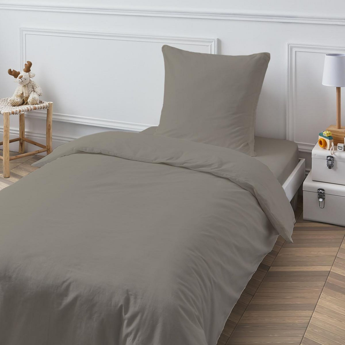 FUTURE HOME Taie d'oreiller unie polycoton gris souris gris 63x63cm