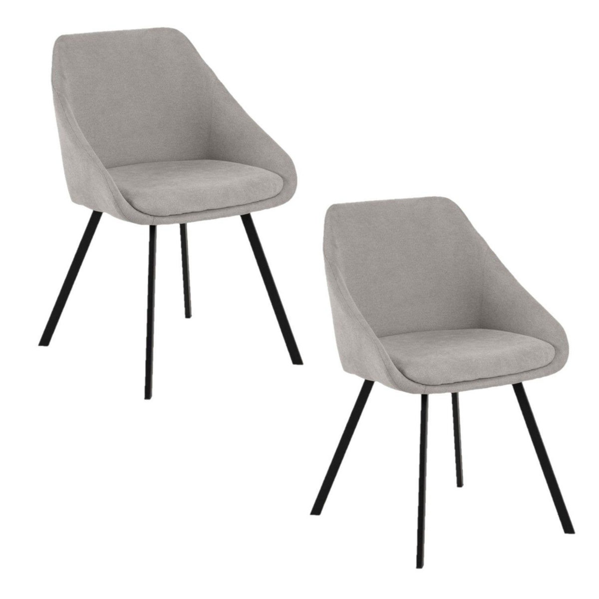 TOILINUX Lot de 2 fauteuils de table Maxine en tissu - Gris