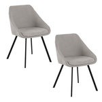 TOILINUX Lot de 2 fauteuils de table Maxine en tissu - Gris